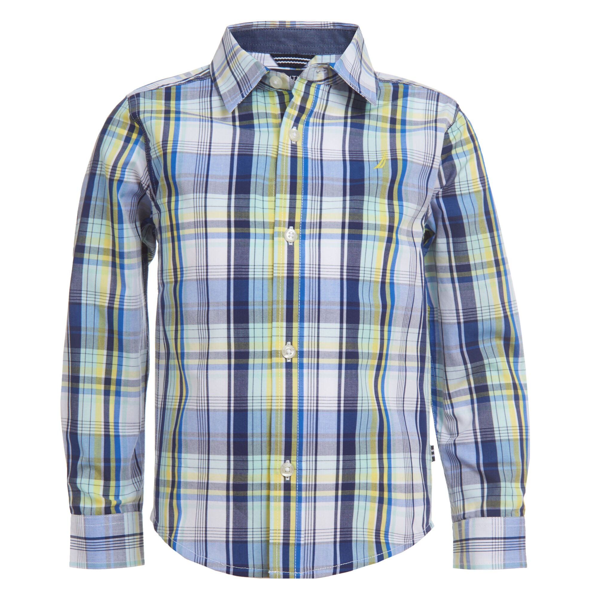 BOYS' PLAID WOVEN SHIRT (8-20),True Navy,large