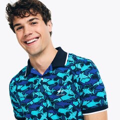 Shark Week x Nautica Sustainably Crafted Classic Fit Shark Print Polo,Bright Cobalt,large