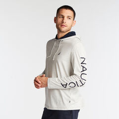 LOGO-SLEEVE PULLOVER HOODIE,Grey Heather,large