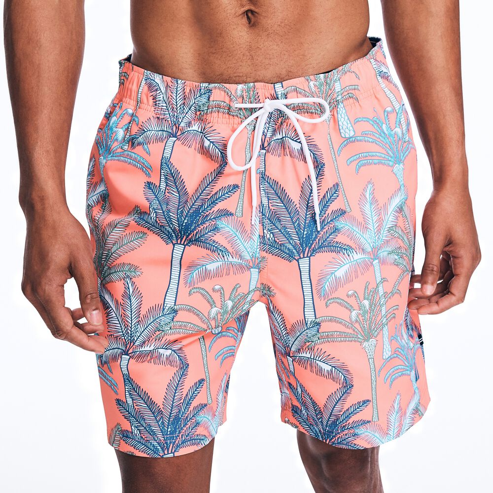 8" SUSTAINABLY CRAFTED PALM TREE PRINT SWIM,Livng Coral,large