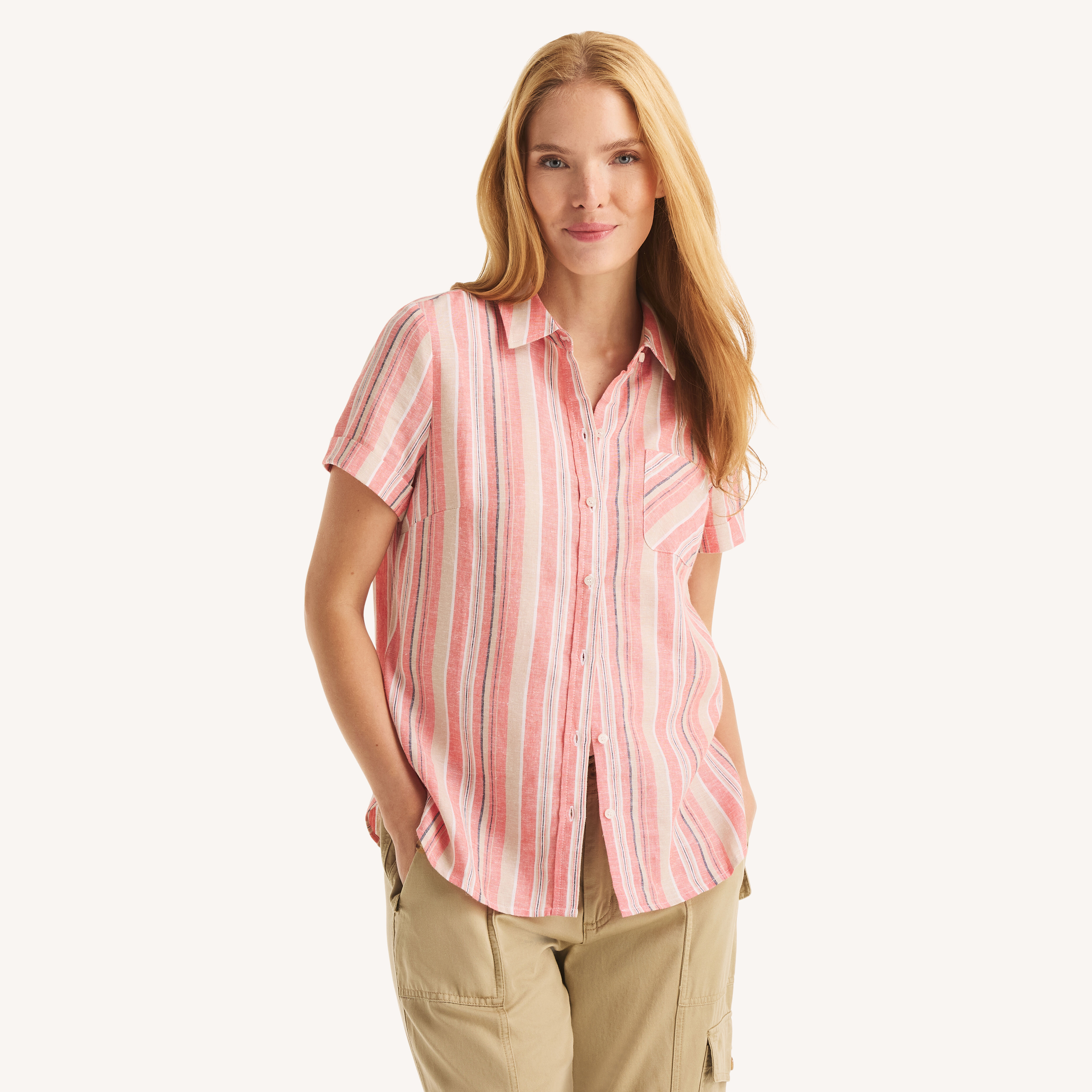 Striped Linen Camp Shirt | Nautica