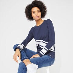DIAGONAL STRIPE KNIT TOP,Stellar Blue Heather,large