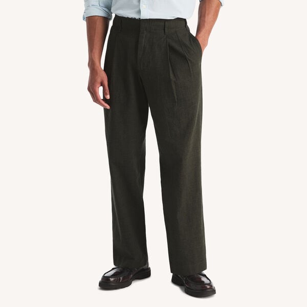 Plaid Pleated Linen Pant