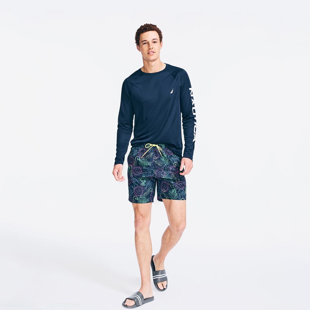 8" SUSTAINABLY CRAFTED SEA ANIMALS PRINT SWIM,Navy,large