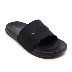 TONAL LOGO-EMBOSSED SLIDE SANDAL,True Black,large