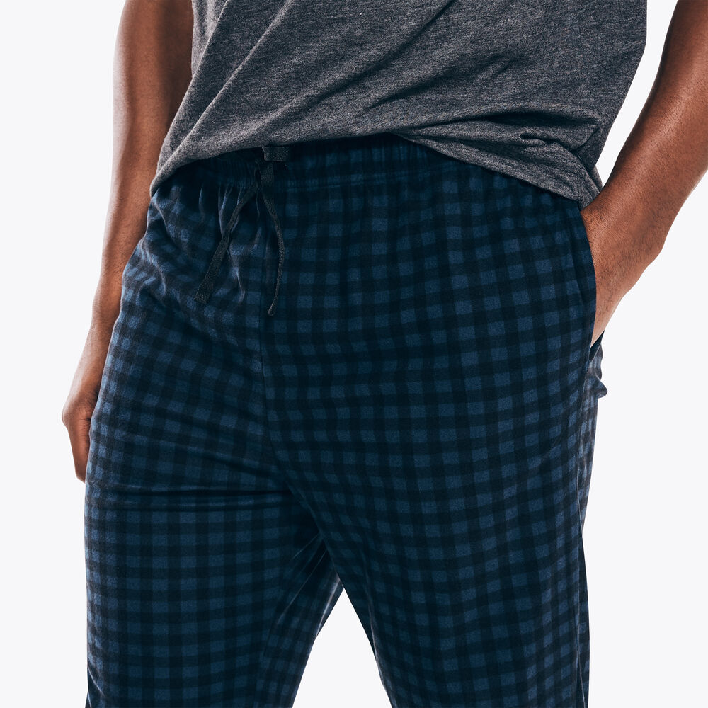 GINGHAM FLEECE SLEEP PANT,Peacoat,large