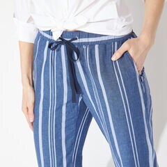 WIDE LEG STRIPE DRAWSTRING PANTS,J Navy,large