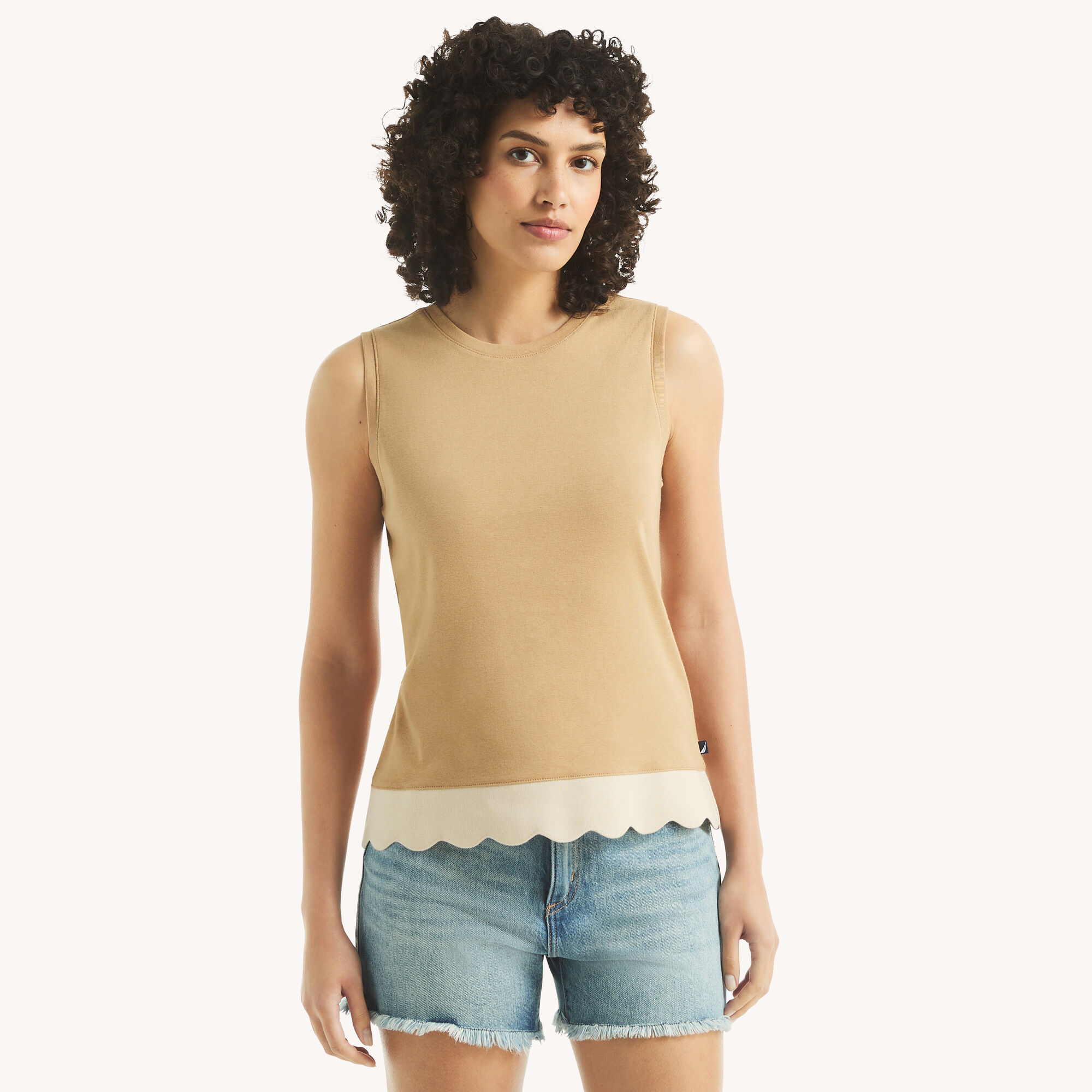 Scallop-Trim Tank Top,SADDLEBACK,large