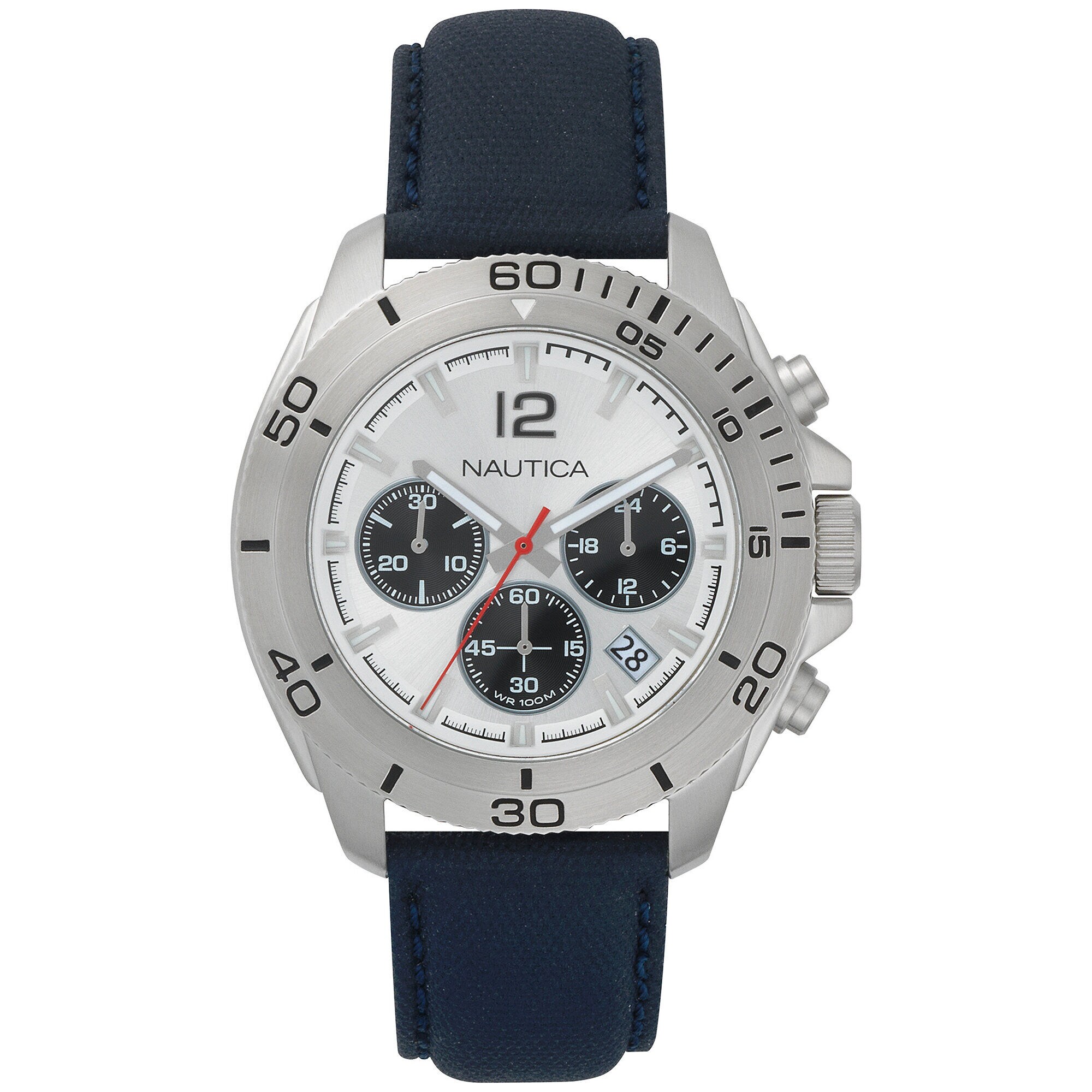 Andover Chronograph Silver Dial Watch - Navy,Multi,large