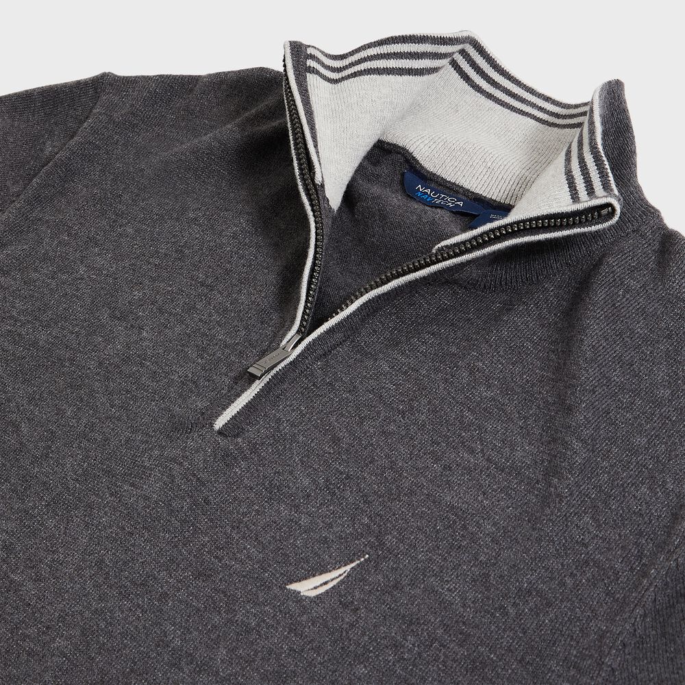 NAVTECH QUARTER-ZIP SWEATER,Charcoal Heather,large