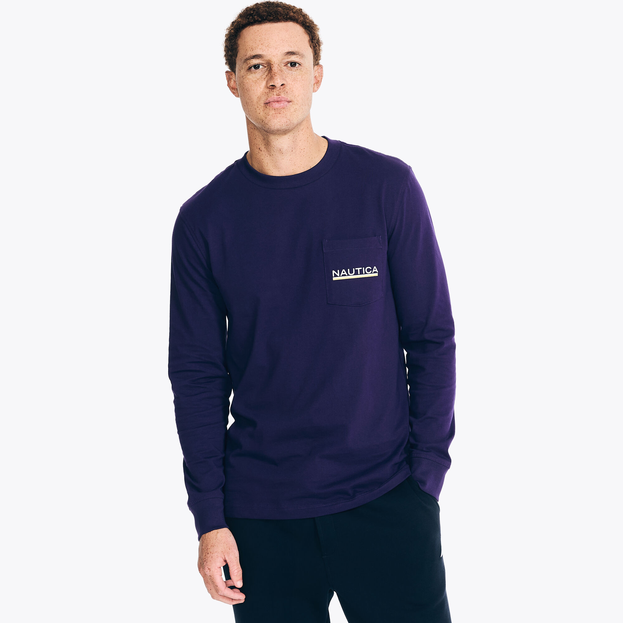 Big & Tall Graphic Pocket Long-Sleeve T-Shirt,Dusty Pink,large