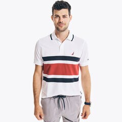 NAVTECH SUSTAINABLY CRAFTED CLASSIC FIT CHEST-STRIPE POLO,Bright White,large
