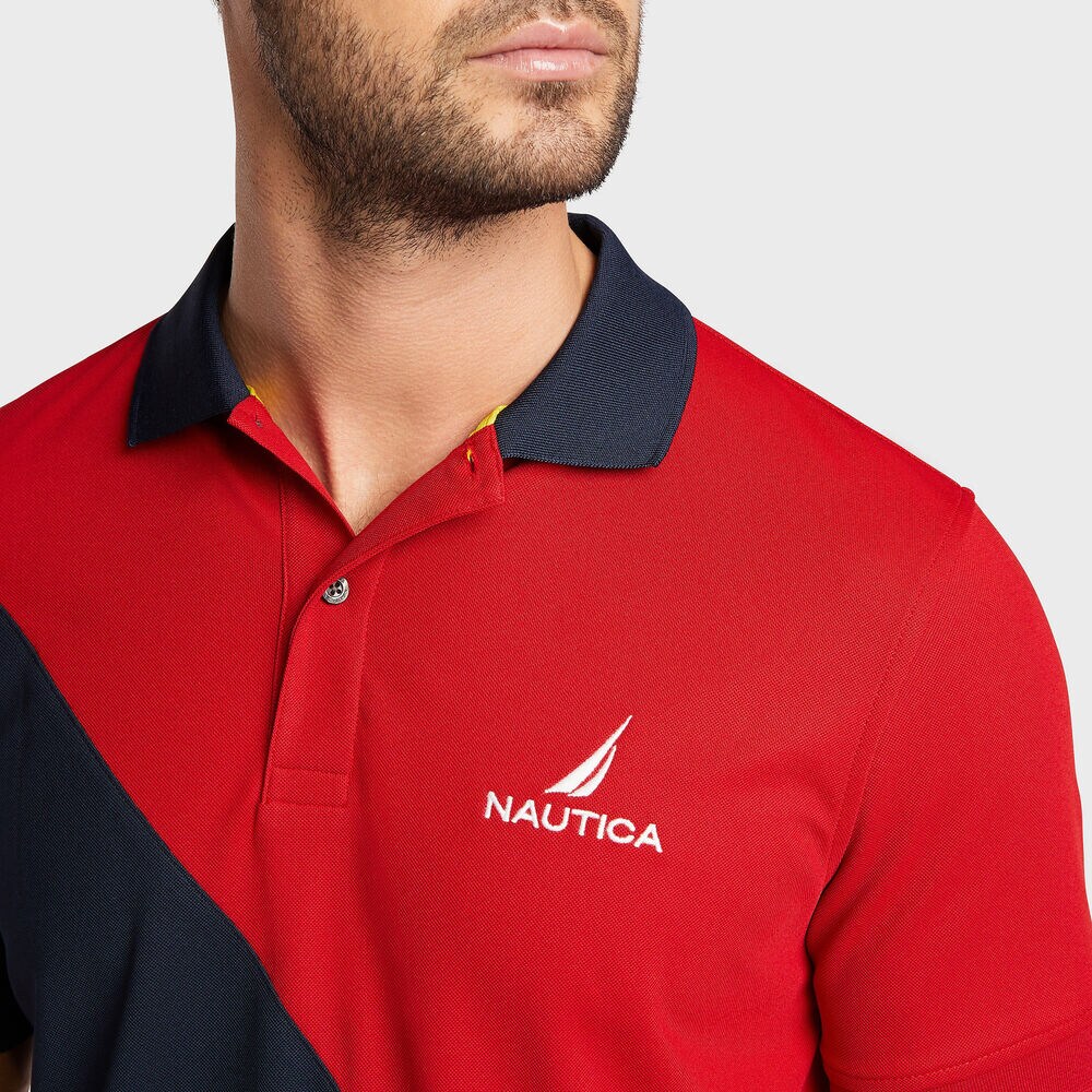 Big & Tall Navtech Classic Fit Diagonal Colorblock Polo,Nautica Red,large
