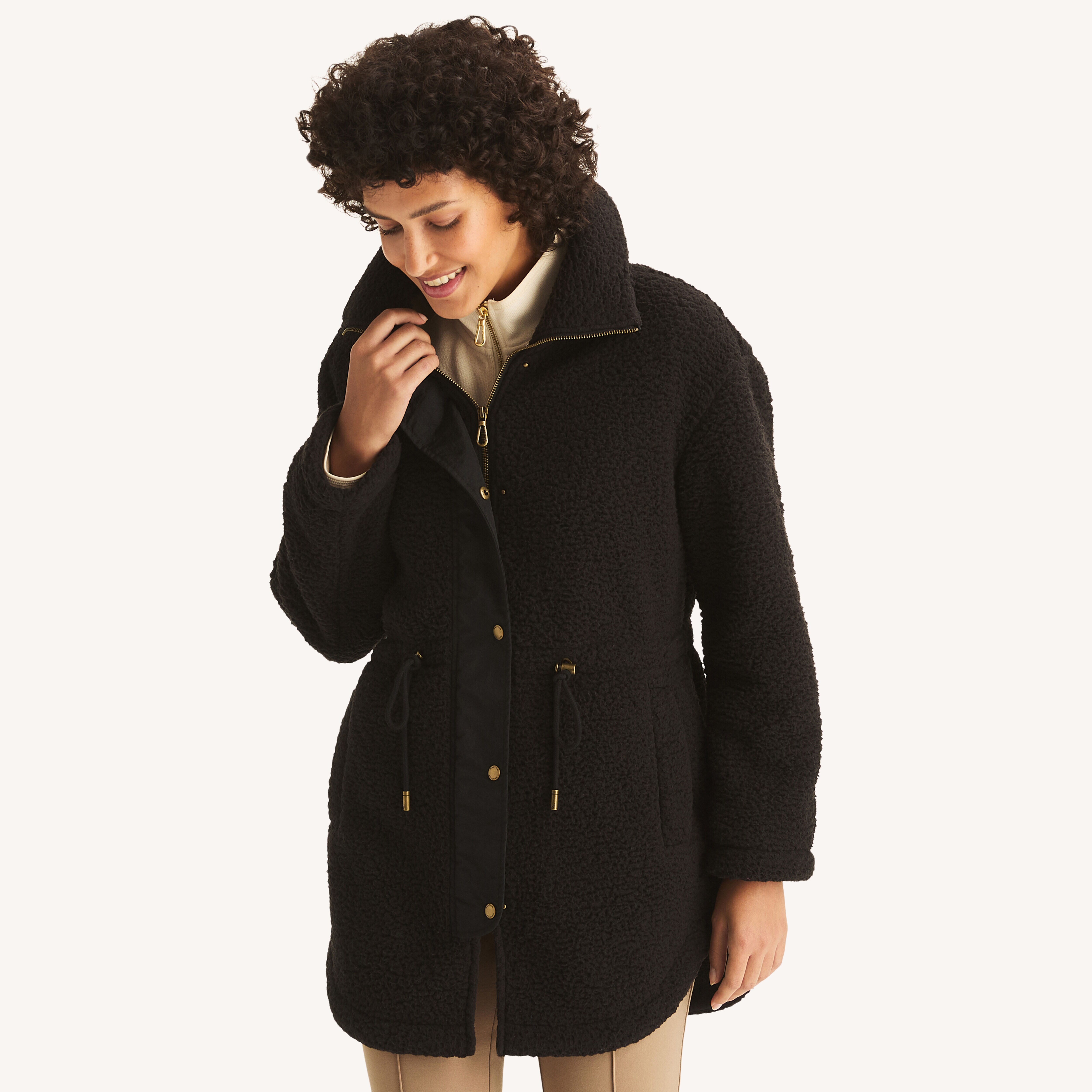 Snap-Front Faux Shearling Jacket | Nautica