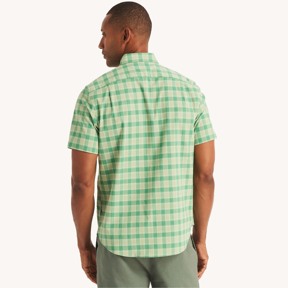Plaid Poplin Short-Sleeve Shirt,Mahogany,large