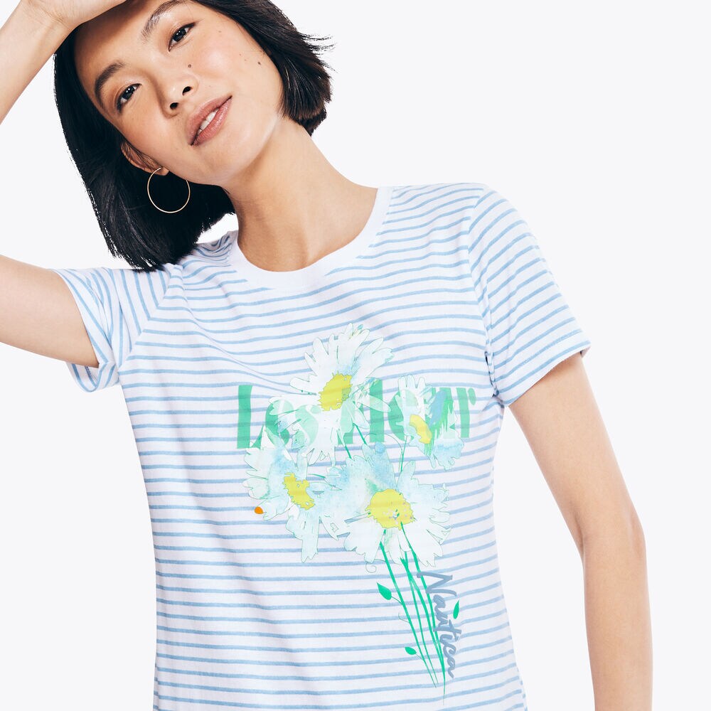 STRIPED PUFF GRAPHIC T-SHIRT,Bright White,large