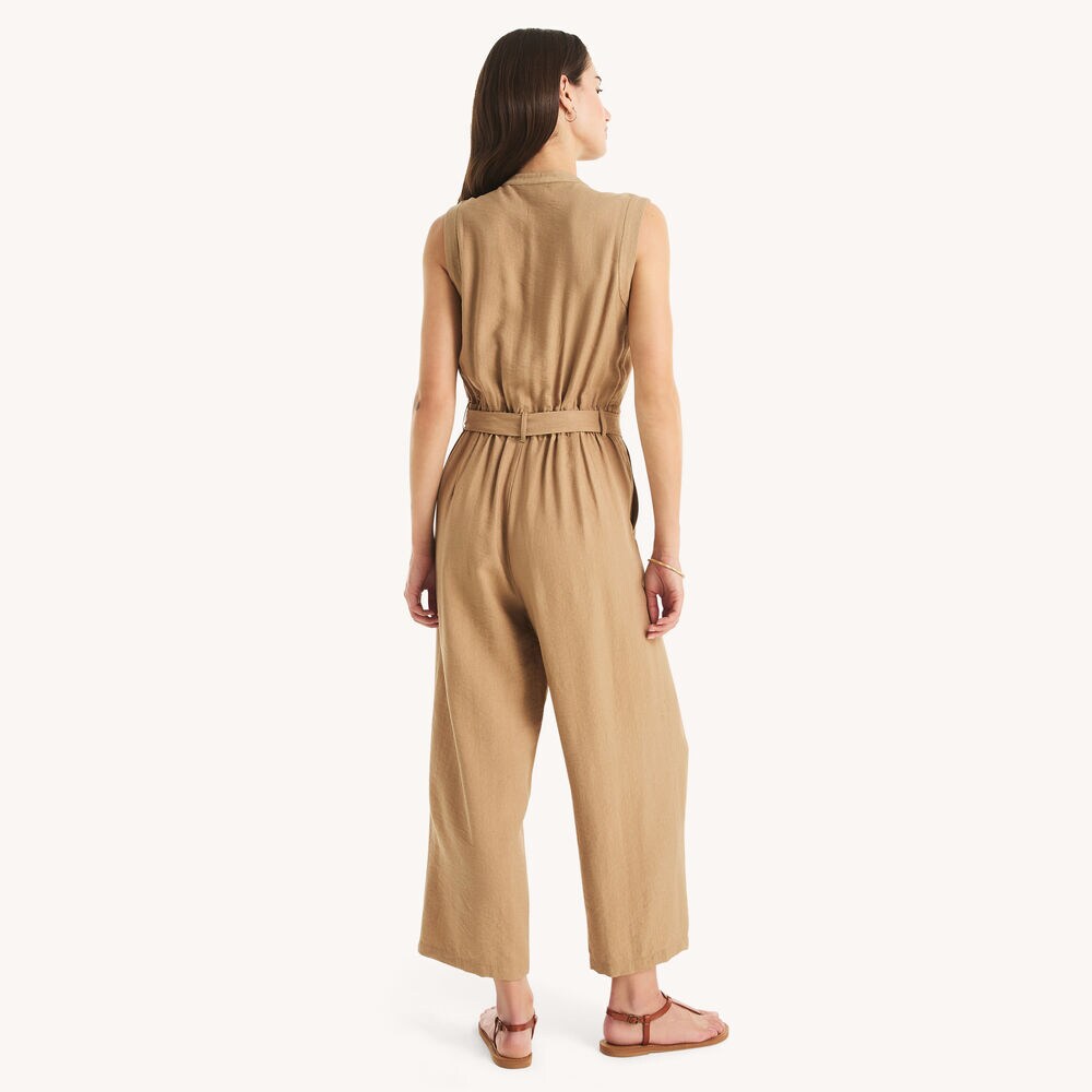 Waist Tie Jumpsuit,Coastal Tan,large