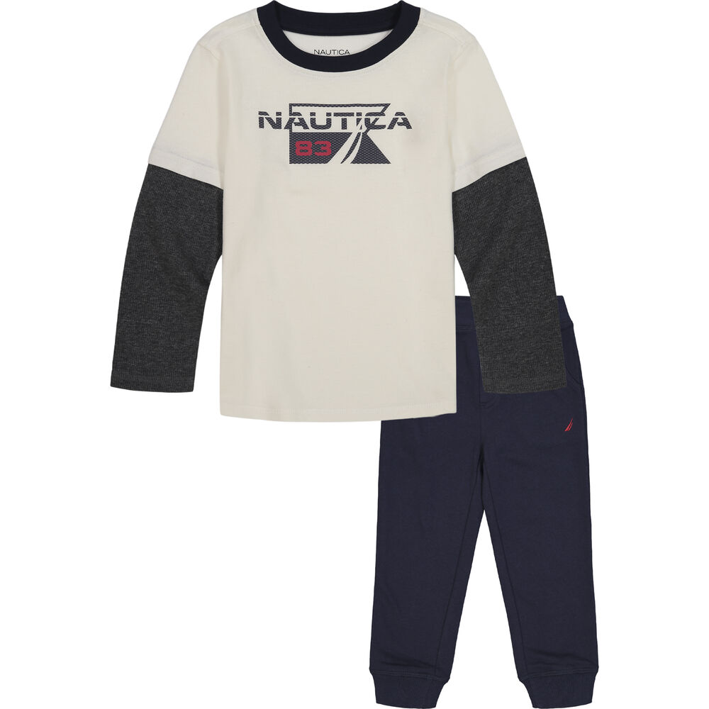 INFANT BOYS' THERMAL 2PC JOGGER SET (12M-24M),Antique White Wash,large