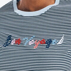 STRIPED BON VOYAGE GRAPHIC T-SHIRT,Stellar Blue Heather,large