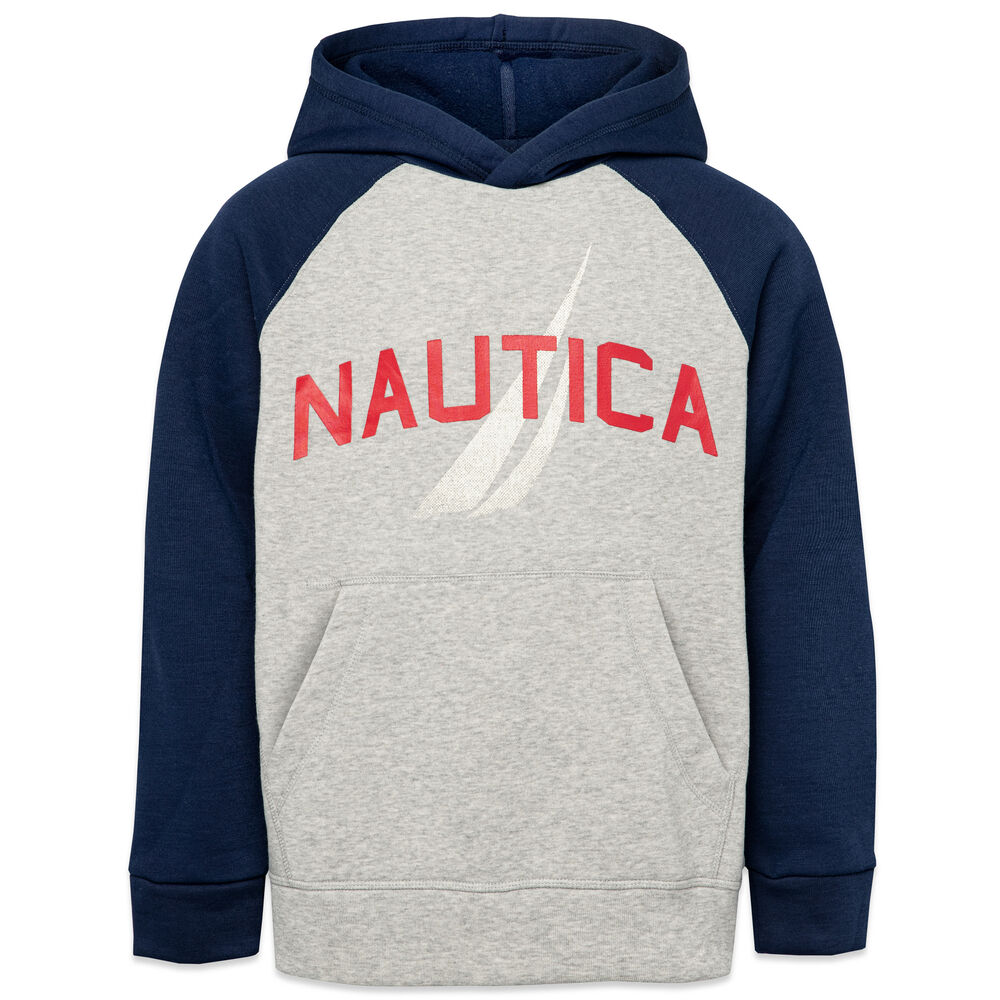 BOYS' LOGO GRAPHIC PULLOVER HOODIE (8-20),Grey Heather,large