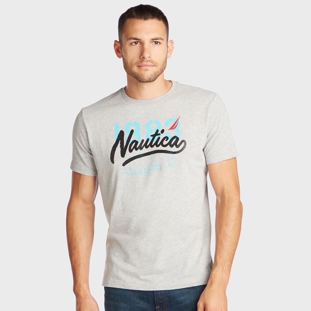 NAUTICA 1983 GRAPHIC T-SHIRT,Grey Heather,large