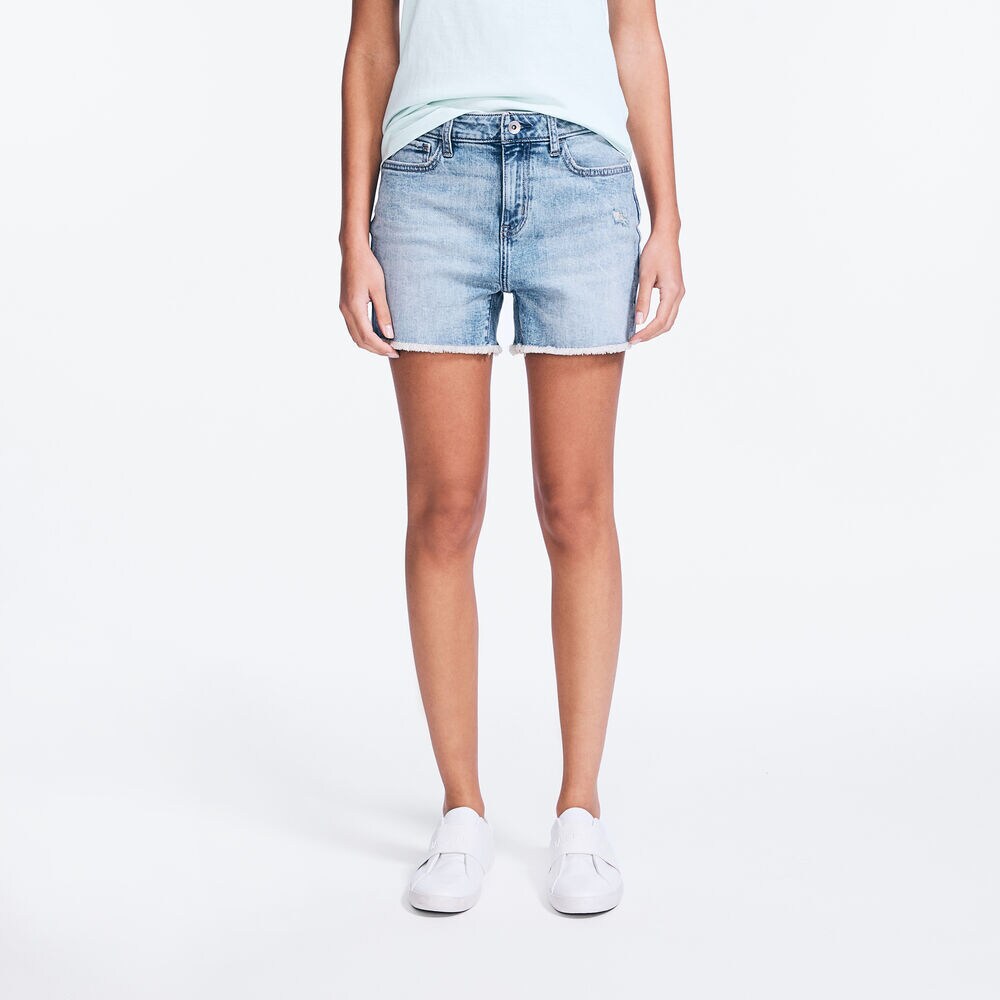 NAUTICA JEANS CO. 4" MID-RISE DISTRESSED DENIM SHORT,Lapis,large