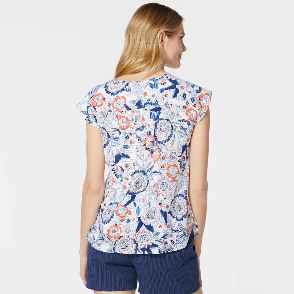 FLORAL PRINT BUTTON FRONT SHIRT,Bright White,large