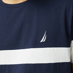 COLORBLOCK PIECED T-SHIRT,Navy,large