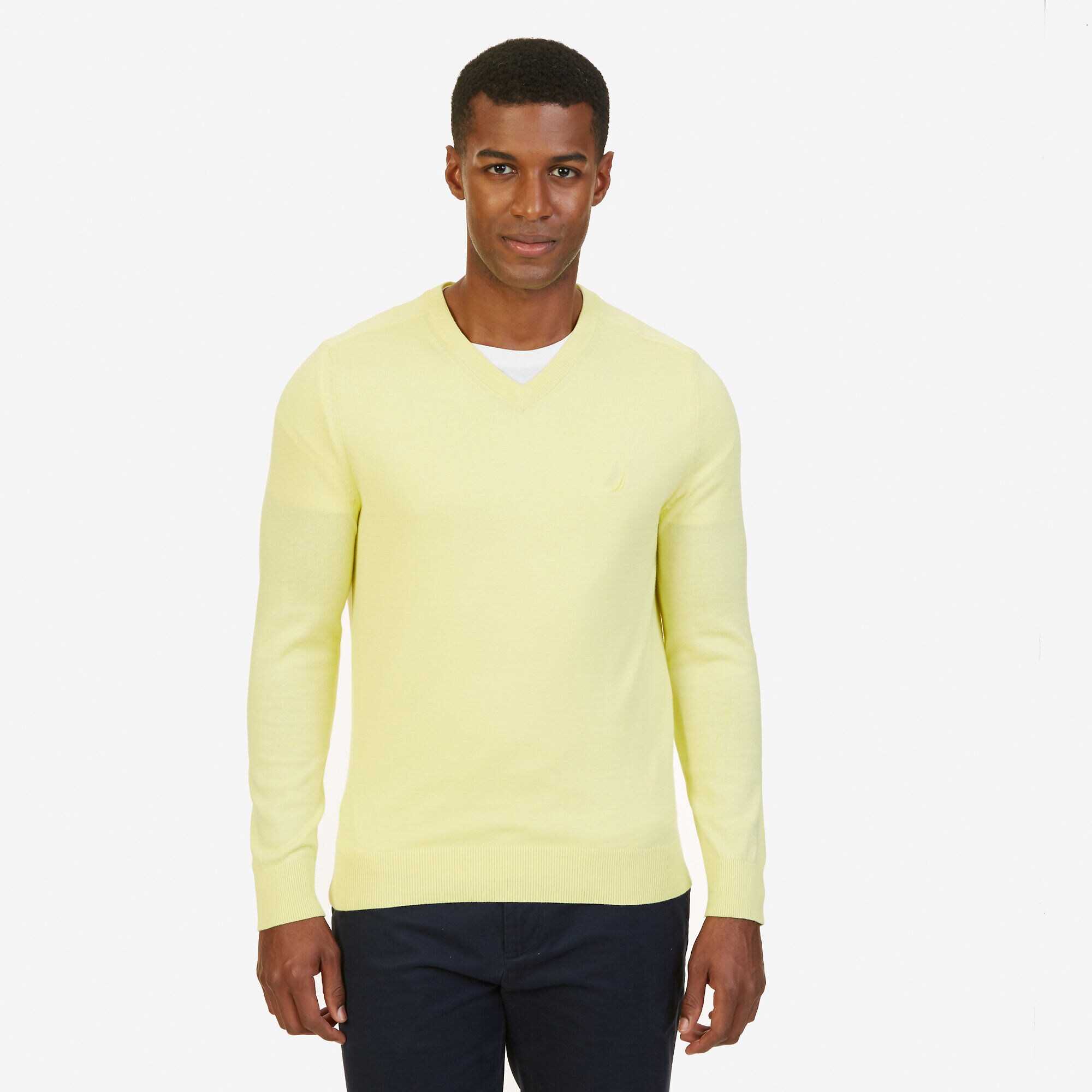 V-Neck Sweater,Blazing Yellow,large