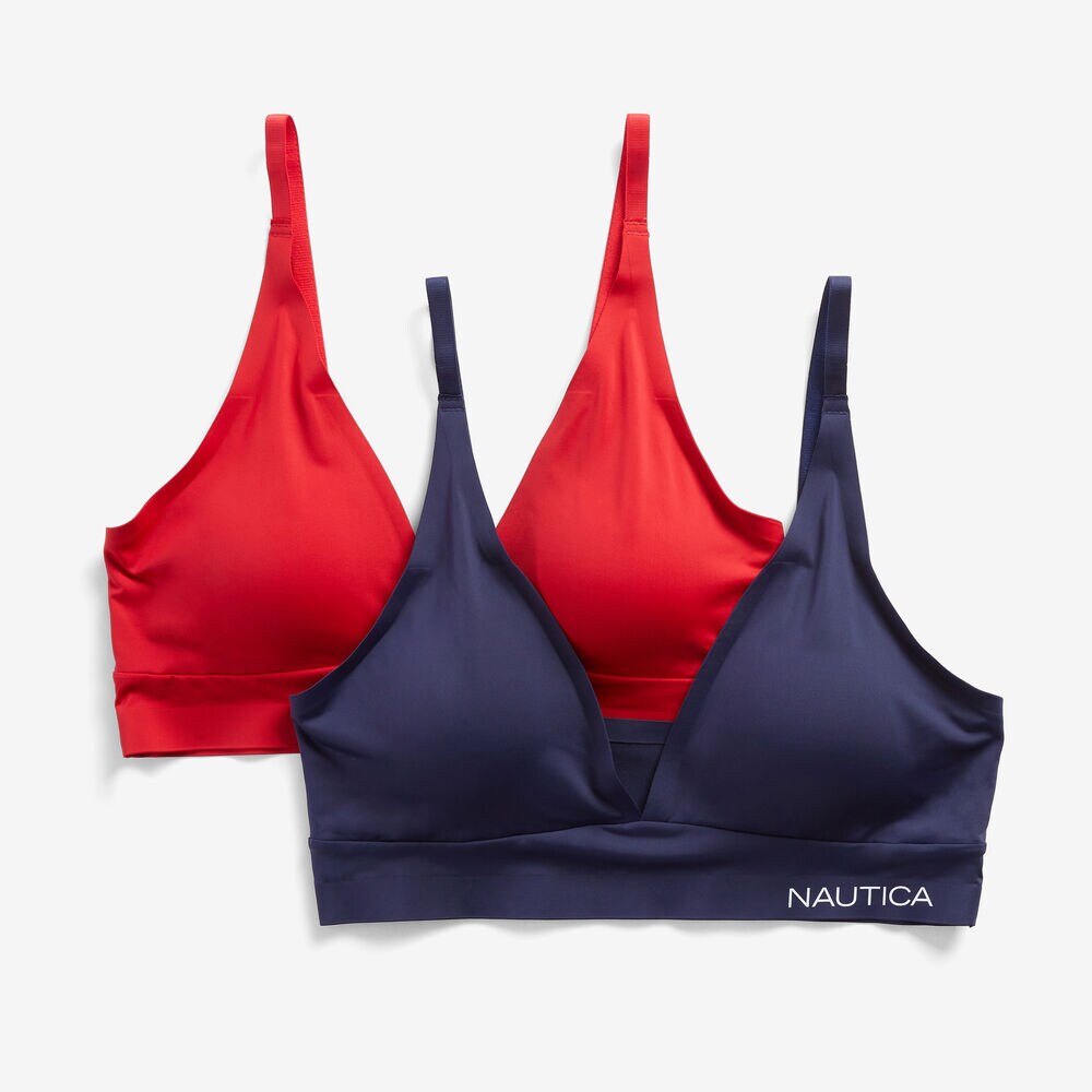 LOGO PLUNGE BRA, 2-PACK,Nautica Red,large