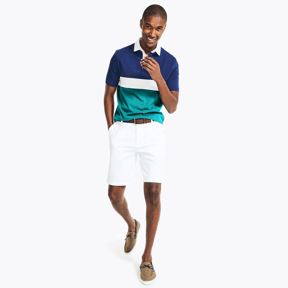 BIG & TALL CLASSIC FIT COLORBLOCK POLO,Blue Depths,large