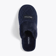 WOOL KNIT SLIPPER,Navy,large
