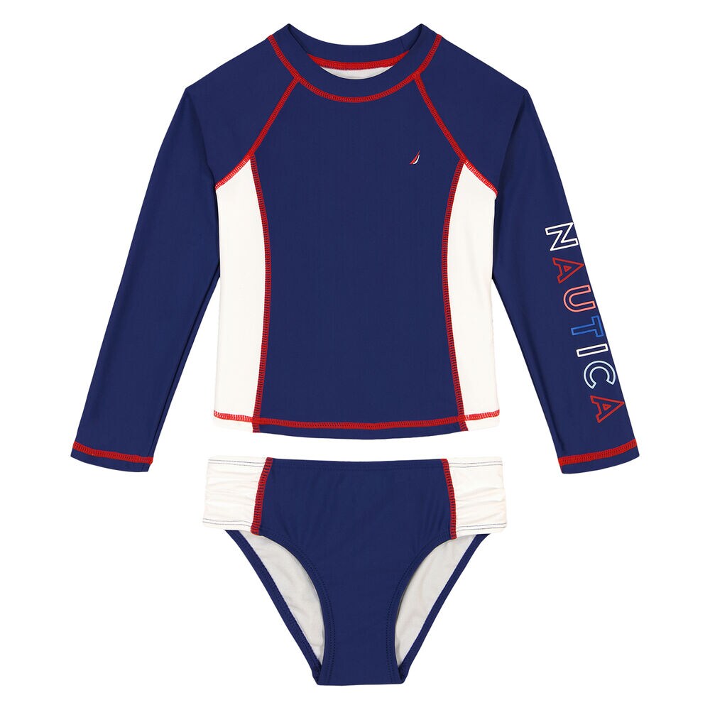 Toddler Girls' Billboard Rash Guard Set (2T-4T),Tropic Wave,large