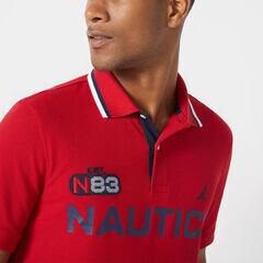 CLASSIC FIT LOGO PERFORMANCE POLO,Nautica Red,large
