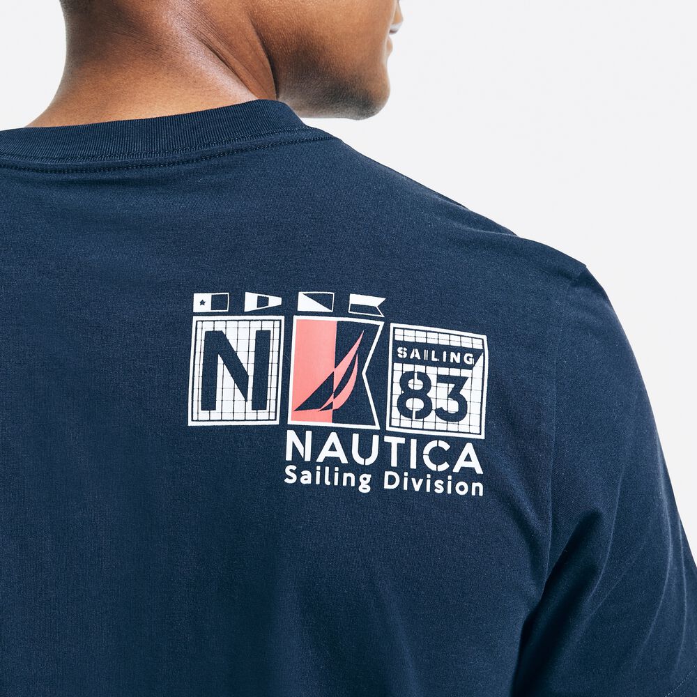 GRAPHIC POCKET T-SHIRT,Navy,large