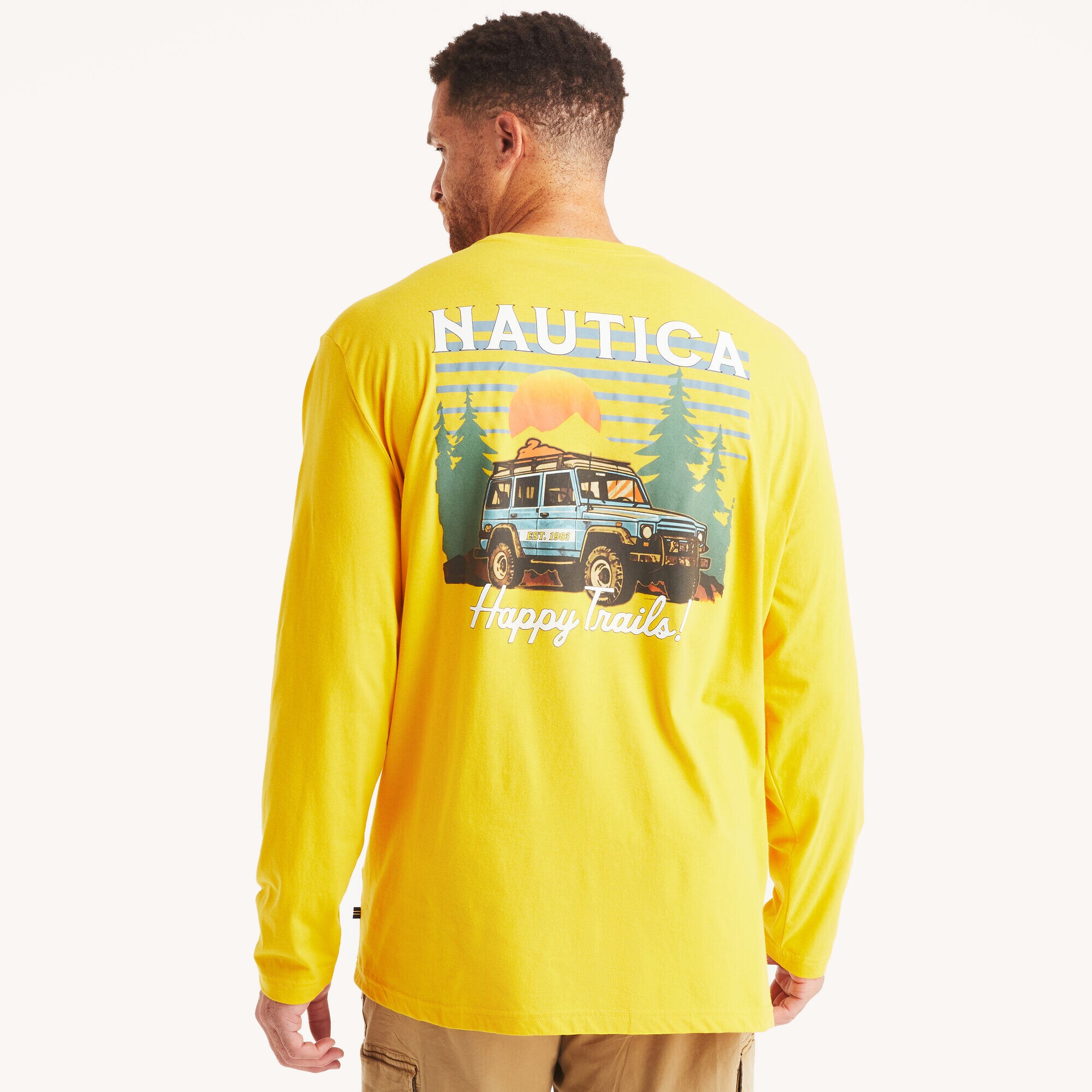 Big & Tall Long-Sleeve Graphic T-Shirt,Buoy Yellow,large