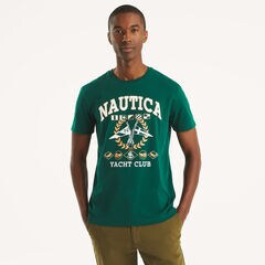Yacht Club Graphic T-Shirt,Army Green,large