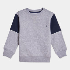 BOYS' COLORBLOCK OVERSIZED BACK LOGO SWEATSHIRT (8-20),Grey Heather,large