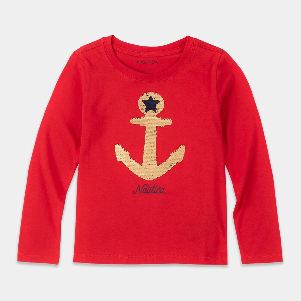 TODDLER GIRLS' REVERSIBLE SEQUIN GRAPHIC LONG SLEEVE T-SHIRT (2T-4T),Royal Burgundy,large