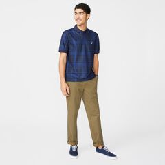SUSTAINABLY CRAFTED NAVTECH PLAID POLO,Navy,large
