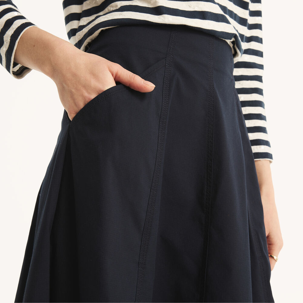 Solid Midi Skirt,Navy,large