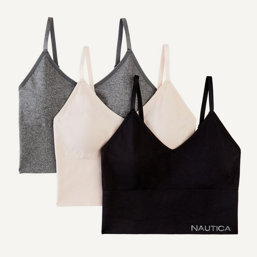 Seamless Longline Bra, 3-Pack,Black,large