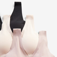 SEAMLESS LOGO BRALETTES, 3-PACK,True Black,large