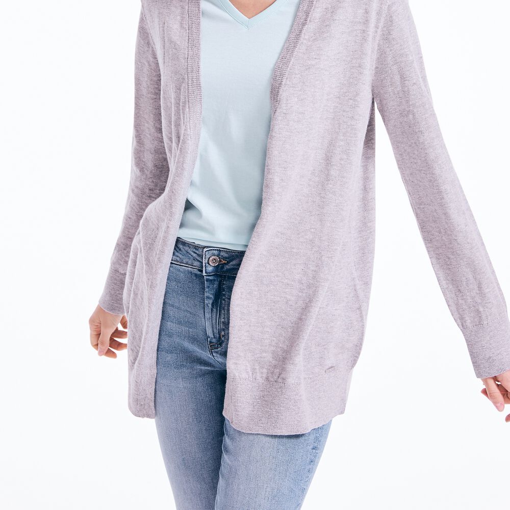 V-NECK OPEN FRONT CARDIGAN,Fog,large