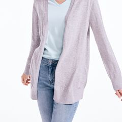 V-NECK OPEN FRONT CARDIGAN,Fog,large