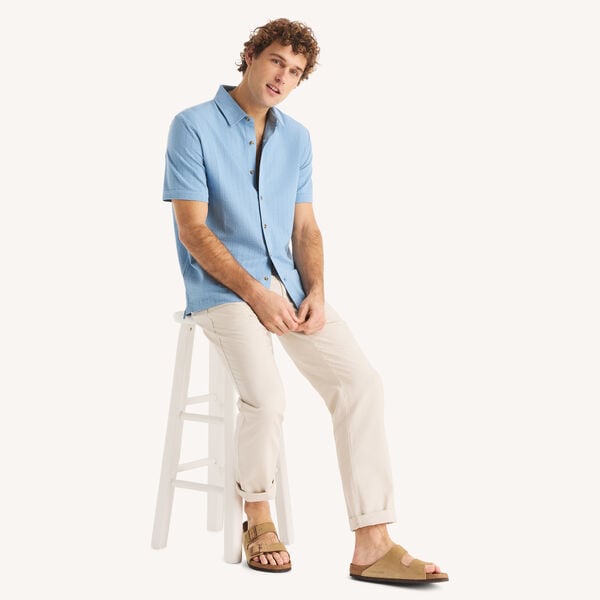 Classic Fit Seersucker Button-Front Polo