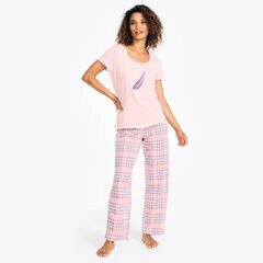 PRINTED PAJAMA PANT SET,Mauve Glow,large