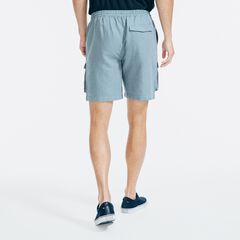 8" LINEN CARGO SHORT,Blue Stern,large