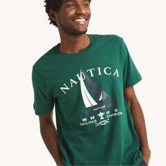 Sailing Division Graphic Sleep T-Shirt,Cosmic Fern,large