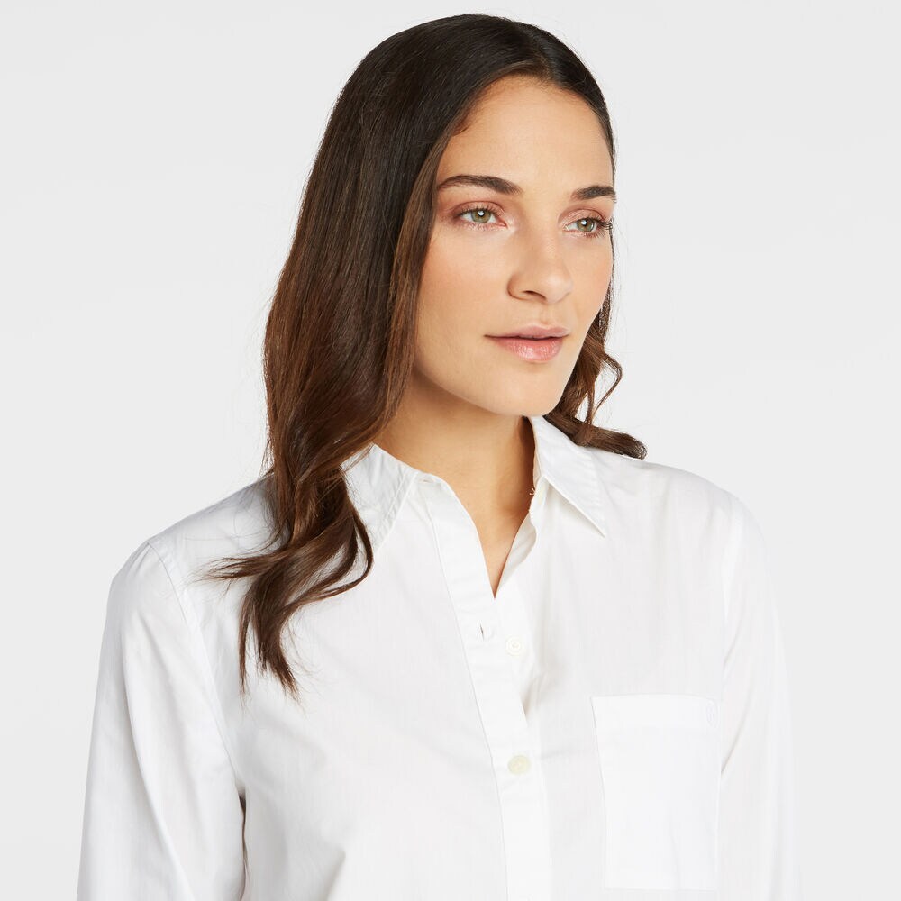 NAUTICA JEANS CO.  EMBROIDERED LOGO BOYFRIEND SHIRT,Bright White,large